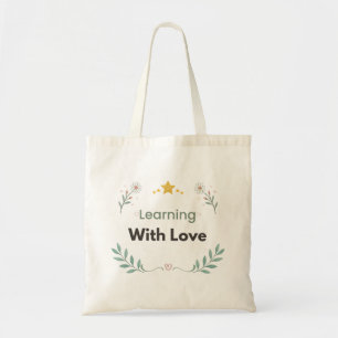 Learning With Love Teacher Floral Tote Bag