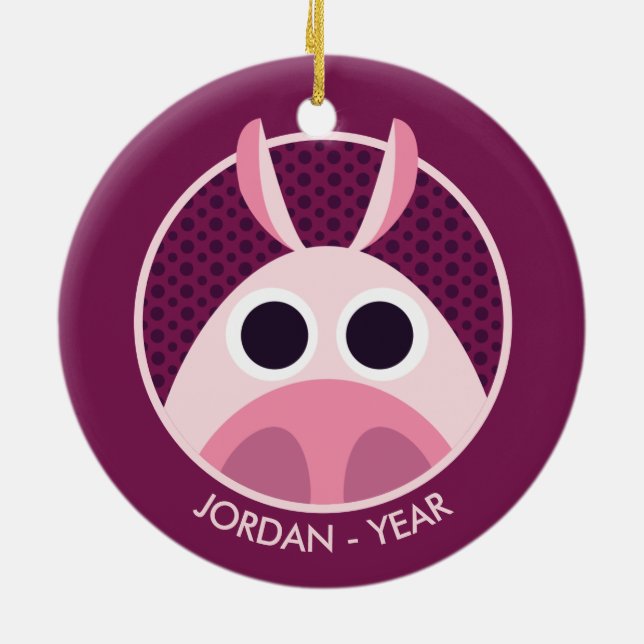 Leary the Pig Ceramic Tree Decoration (Back)