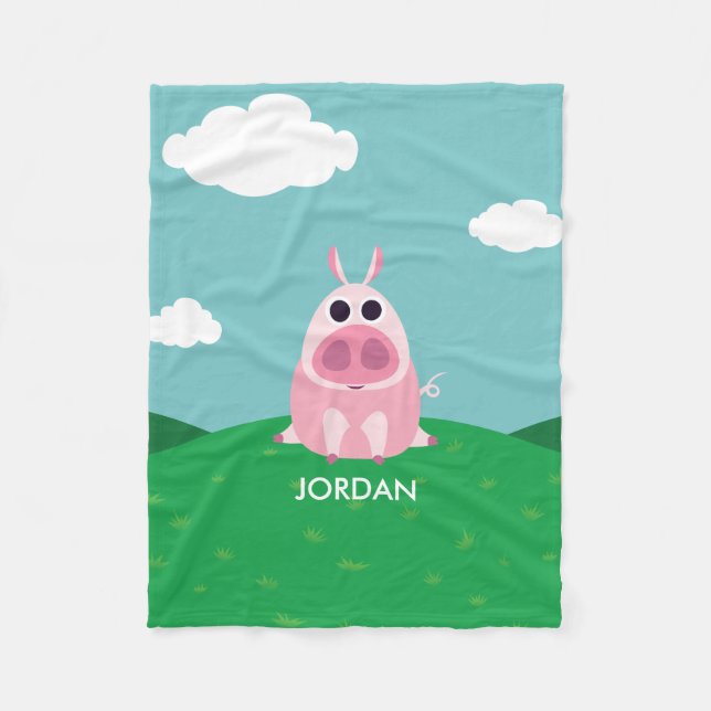 Leary the Pig Fleece Blanket (Front)