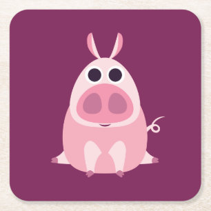 Leary the Pig Square Paper Coaster