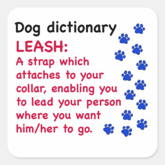 Leash - dog dictionary square sticker