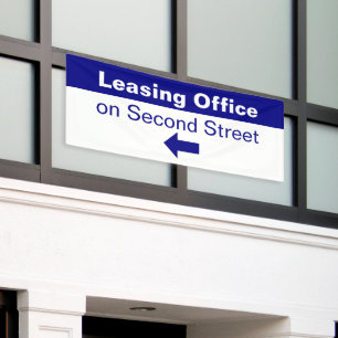 Leasing Office Location Blue Directional Arrow Banner