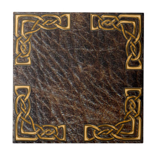 Leather and gold celtic tile