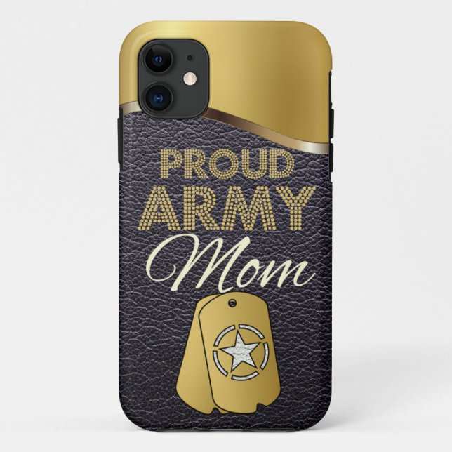 Leather and Gold Proud Army Mum Case-Mate iPhone Case (Back)