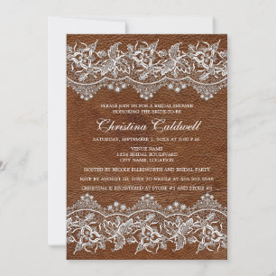 Leather and Lace Look Bridal Shower Invitation