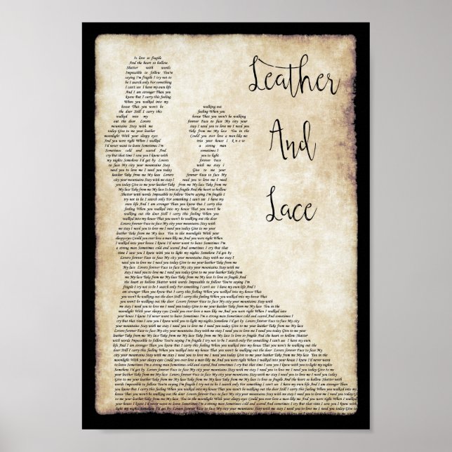 Leather And Lace Song Lyric Man Lady Dancing Print (Front)
