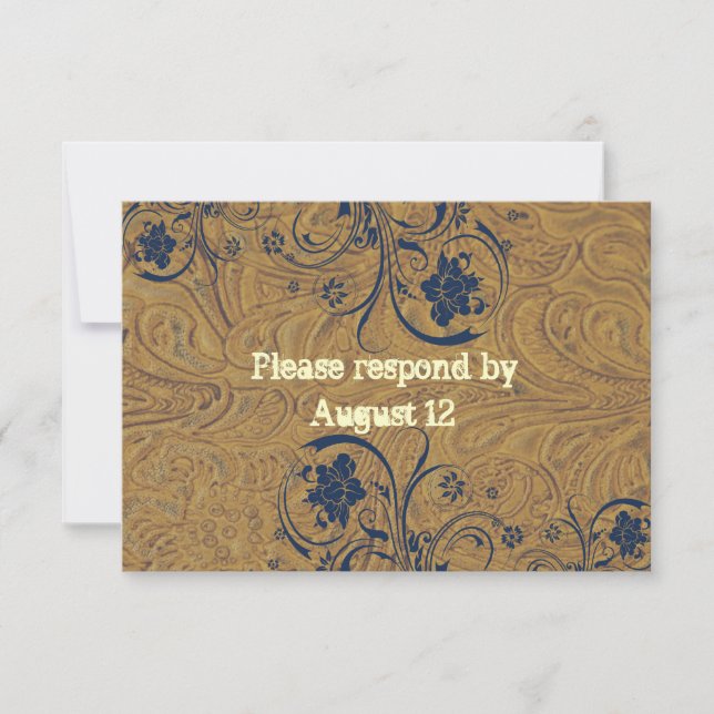 Leather and Lace Wedding RSVP with envelopes Card (Front)