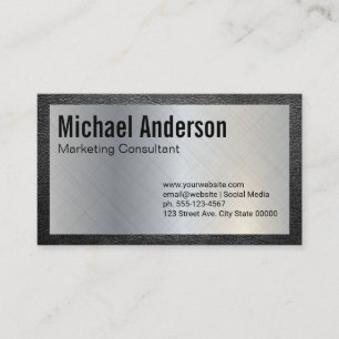 Leather and Metallic Background   Sleek Business Card