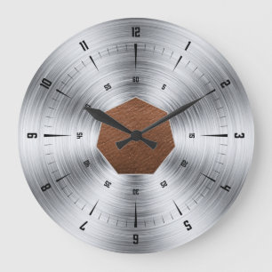 Leather and Steel Print Large Clock