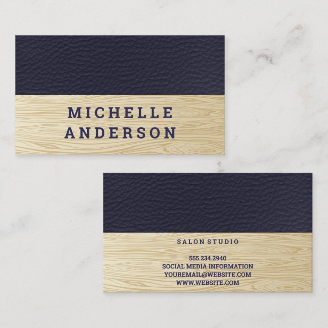 Leather and Wood Business Card (Front/Back)
