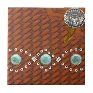 Leather "Apache" Turquoise Western Tile