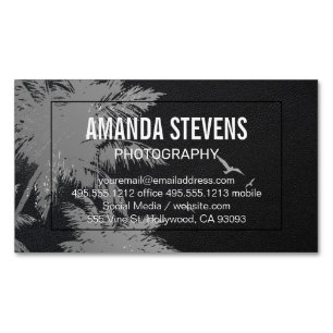 Leather Background Tropical Trees and Birds Magnetic Business Card