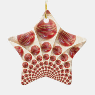 Leather Ball Rhythm Cricket Balls: Rhythmic Array Ceramic Tree Decoration
