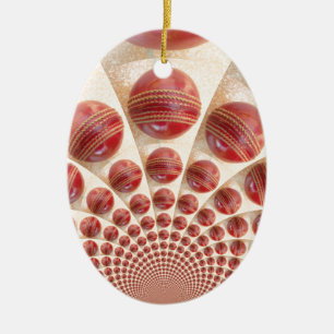 Leather Ball Rhythm Cricket Balls: Rhythmic Array Ceramic Tree Decoration
