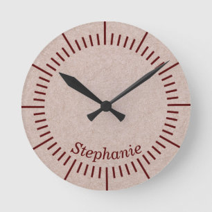 Leather Beige With Your Name Round Clock