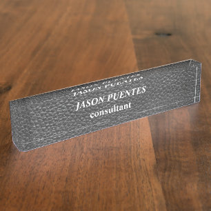 Leather black background modern elegant nameplate