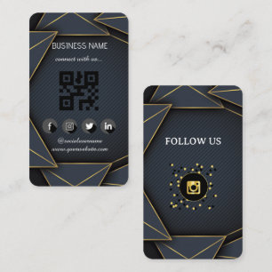 Leather black-Gold Social Media QR Code Business Card