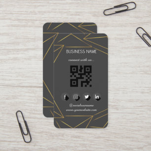 Leather black-Gold Social Media QR Code Business Card