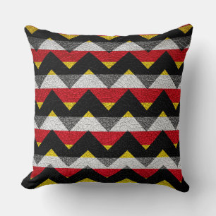 Leather Black Red Chevron Stripes Pattern Cushion