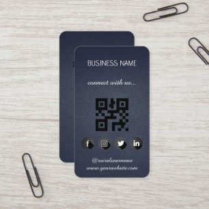 Leather black -Social Media QR Code  Business Card