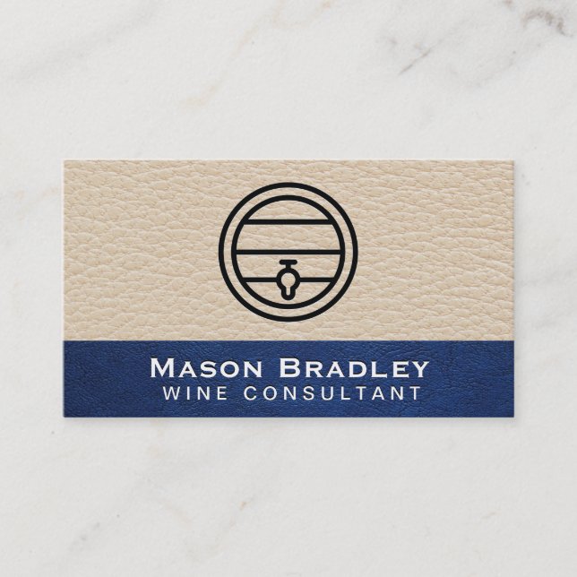 Leather | Blue Leather Business Card (Front)