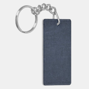 Leather Blue Tartan Fabric Crocodile Skin Key Ring