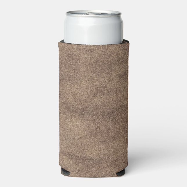 Leather Blue Tartan Fabric Crocodile Skin Seltzer Can Cooler (Seltzer Front)