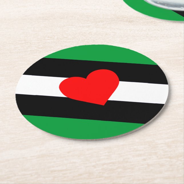 Leather Boi Pride Flag Round Paper Coaster (Angled)