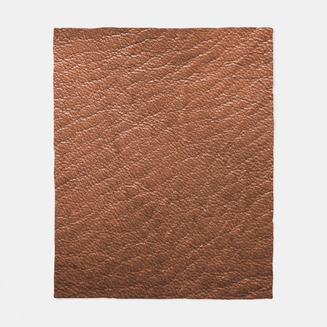 Leather brown structure clothing fleece blanket (Front)