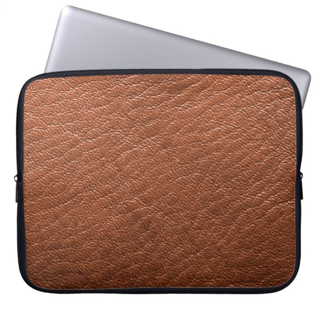 Leather brown structure clothing laptop sleeve (Front)