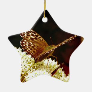 Leather Brown, Tan & Chocolate Coloured Butterfly Ceramic Tree Decoration