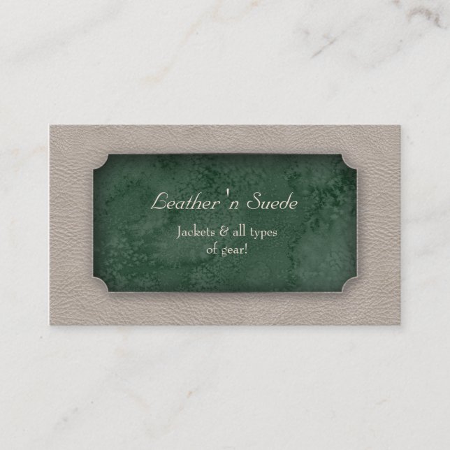 Leather Business Card 'n Suede Green (Front)