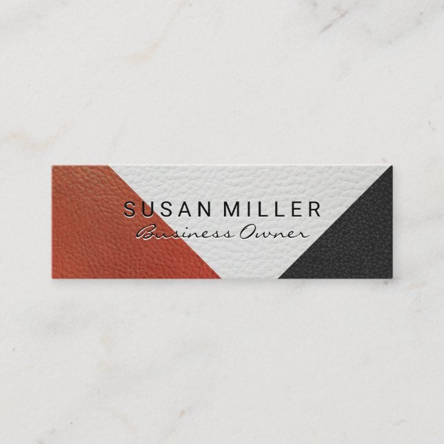 Leather Colour Block Mini Business Card (Front)
