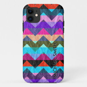 Leather Colourful Chevron Stripes Case-Mate iPhone Case