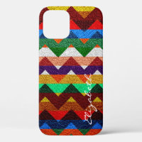 Leather Colourful Chevron Stripes Monogram #17