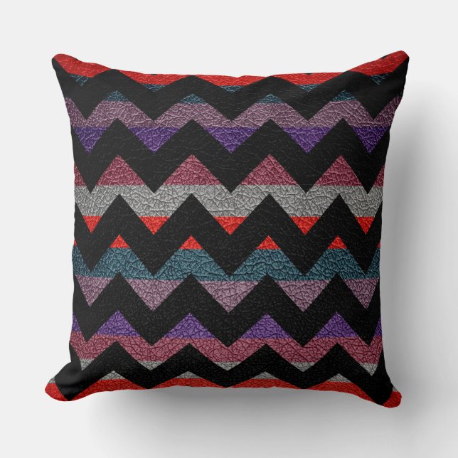 Leather Colourful Chevron Stripes Pattern #16 Cushion (Front)