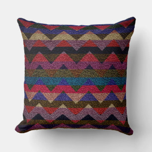 Leather Colourful Chevron Stripes Pattern #17 Cushion