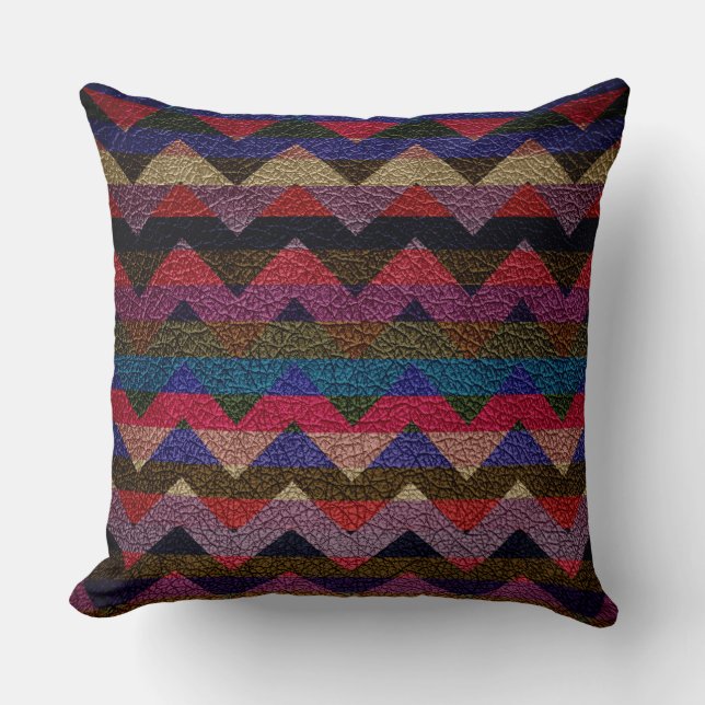 Leather Colourful Chevron Stripes Pattern #17 Cushion (Front)