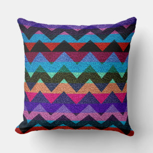Leather Colourful Chevron Stripes Pattern #8 Cushion