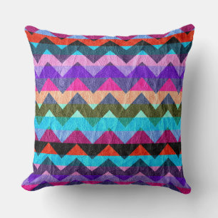 Leather Colourful Chevron Vintage #2 Cushion