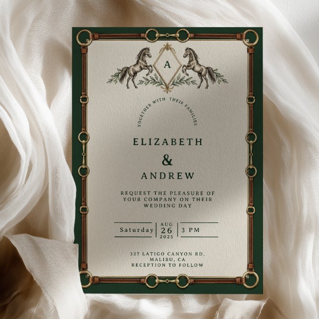 Leather Crest Equestrian Wedding Invitation (Creator Uploaded)