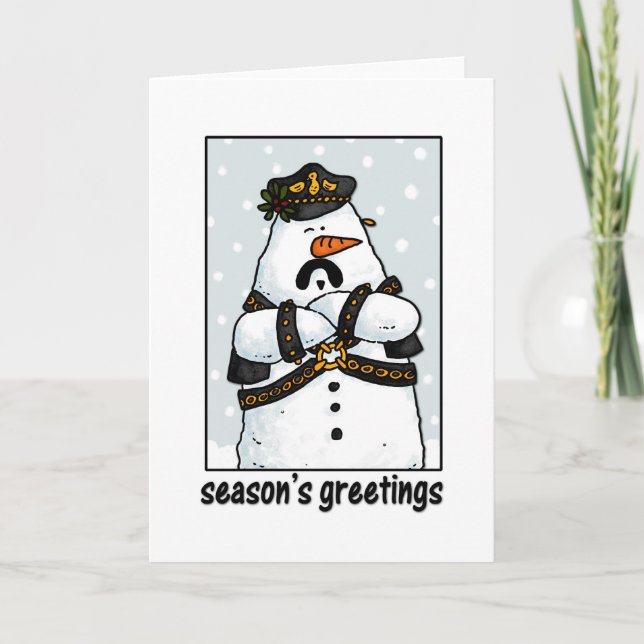 leather daddy snowman holiday card (Front)