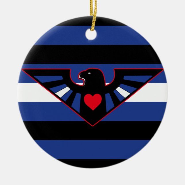 Leather Eagle Pride Flag Ceramic Tree Decoration (Front)