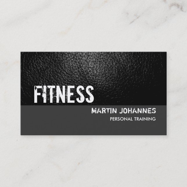 Leather Effect Grey Personal Trainer Business Card (Front)