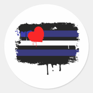 LEATHER FLAG DRIPPING CLASSIC ROUND STICKER