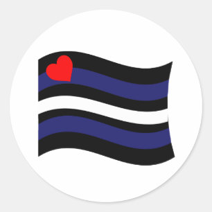 LEATHER FLAG WAVING CLASSIC ROUND STICKER