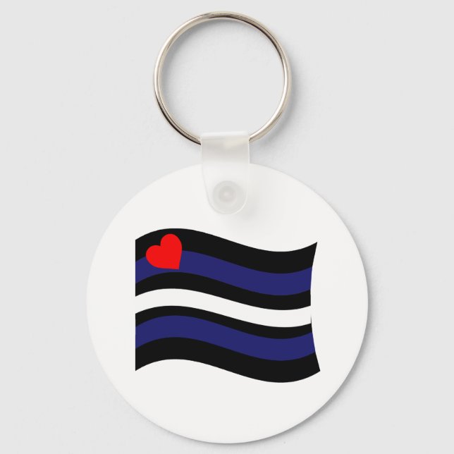 LEATHER FLAG WAVING KEY RING (Front)
