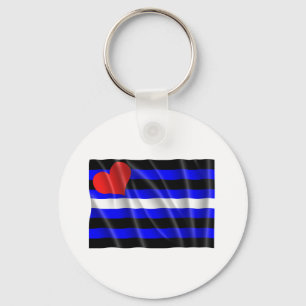 LEATHER FLAG WAVY KEY RING