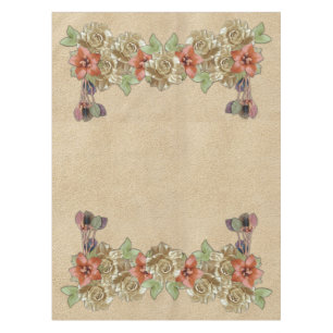 Leather Flowers on Cream Suede Tablecloth