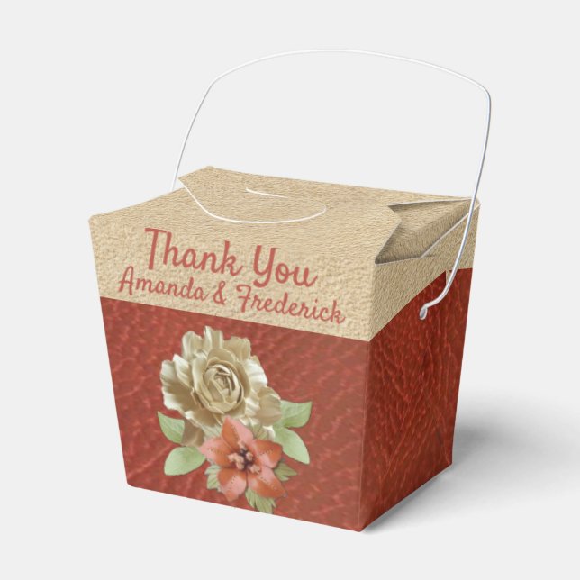Leather Flowers on Suede Favour Box (Front Side)